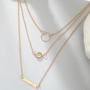 NEW Festival Gold Circle Pendant 3 Layer Fashion Necklace